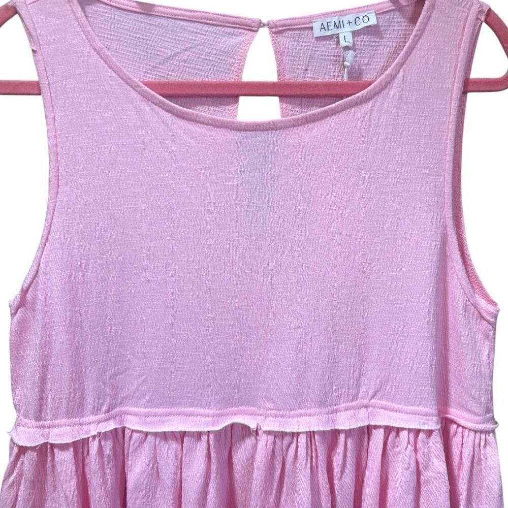 Blush Pink Babydoll Mini Dress Pockets Sleeveless | AEMI+CO | Large NWT - Picture 13 of 16